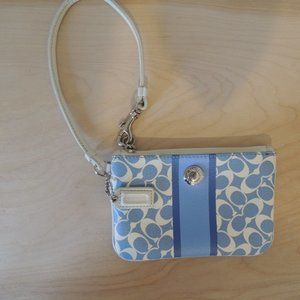 Coach Blue and White Wristlet